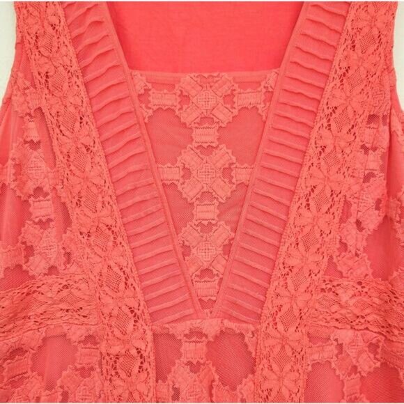 Sundance Dress Size 12 Coral Embroidered Mesh Lace Sleeveless Fully Lined Boho - Picture 4 of 10